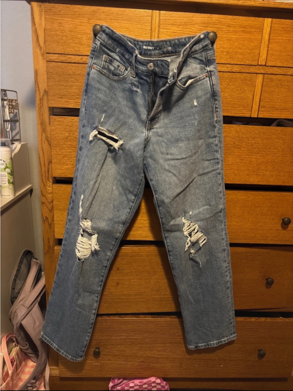 Old Navy Distressed Boyfriend Jeans in Medium Blue